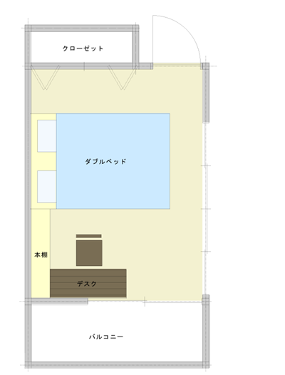6畳の寝室に仕事スペースを設けたレイアウト図